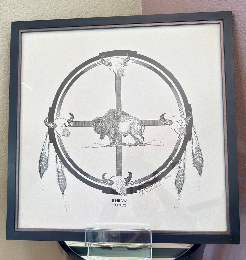 Bob Tail Feathers II NII WA Buffalo Signed Numbered 90/350 Blackfeet Art 18.5